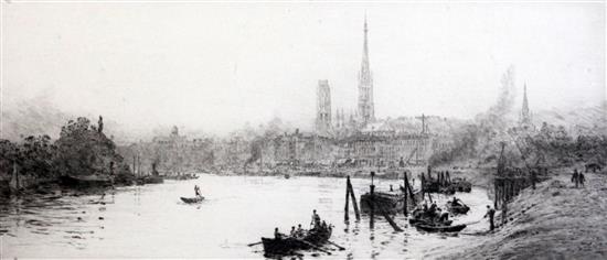 William Lionel Wyllie (1851-1931) Rouen 6.25 x 14.75in.